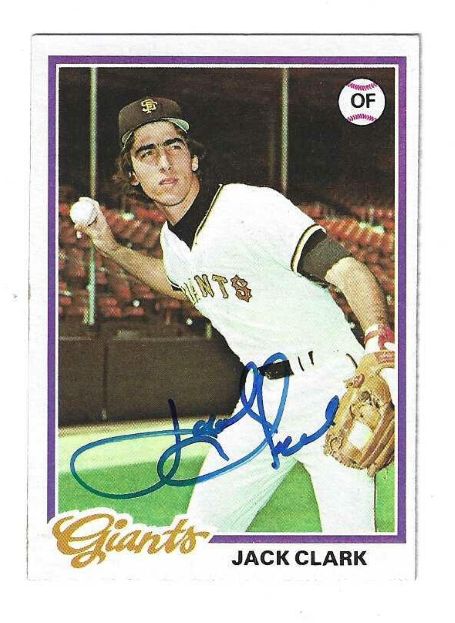 Autographed  JACK CLARK San Francisco Giants 1978 Topps card