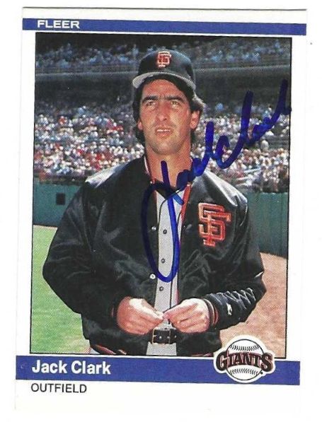 Autographed JACK CLARK San Francisco Giants 1984 Fleer Card