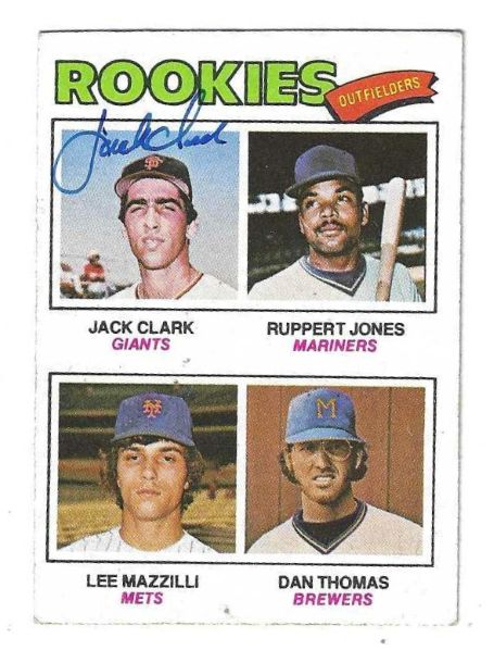 Autographed  JACK CLARK San Francisco Giants 1977 Topps card