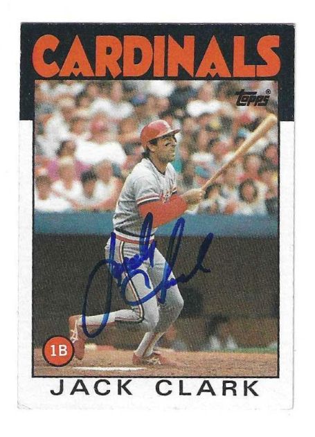 Autographed JACK CLARK St. Louis Cardinals 1986 Topps Card
