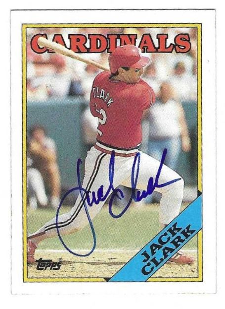Autographed JACK CLARK St. Louis Cardinals 1988 Topps Card