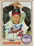 Autographed TONY CLONINGER 1968 Topps Card