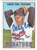 Autographed CASEY COX Washington Senators 1967 Topps Card