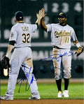 AUTOGRAPHED  photo JACK CUST AND RAIJI DAVIS Oakland A's