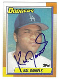Autographed KAL DANIELS Los Angeles Dodgers 1990 Topps Card