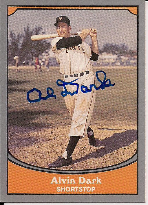 Signed ALVIN DARK Pacific Legends Card
