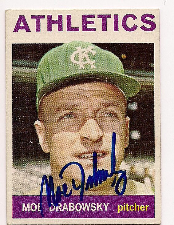 Autographed MOE DRABOWSKY 1964 Topps Card