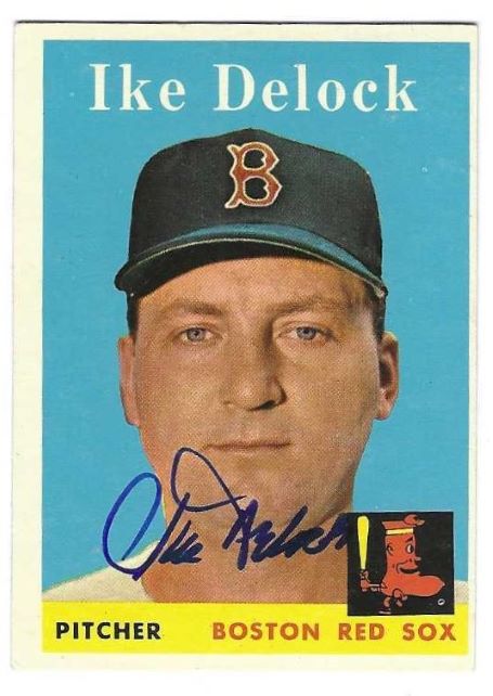 Autographed IKE DELOCK Boston Red Sox 1958 Topps Card