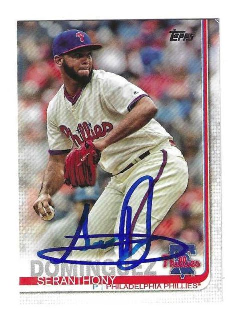 Autographed SERANTHONY DOMINGUEZ Philadelphia Phillies 2019 Topps Card