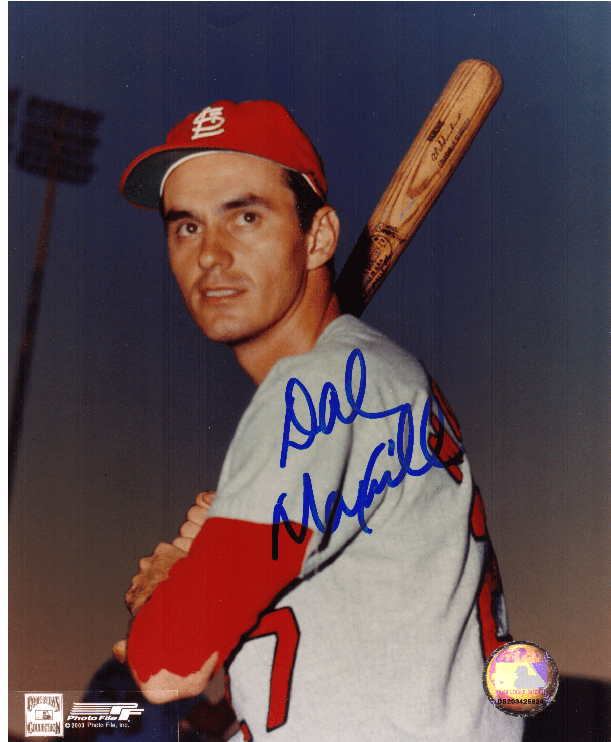 AUTOGRAPHED DAL MAXVILL 8x10 St. Louis Cardinals Photo