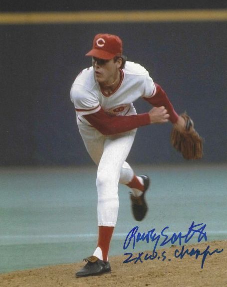 AUTOGRAPHED  RAWLEY EASTWICK "2x WS Champs" 8x10 Cincinnati Reds Photo
