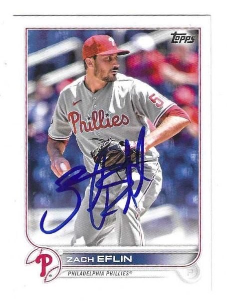Autographed ZACH EFLIN Philadelphia Phillies 2022 Topps Card