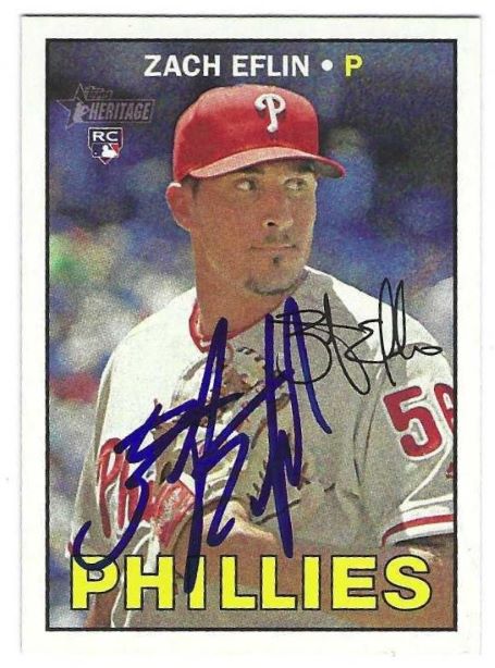 Autographed ZACH EFLIN Philadelphia Phillies 2016 Topps Heritage Card #659