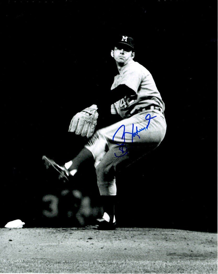 AUTOGRAPHED SKIP LOCKWOOD 8X10 photo Milwaukee Brewers