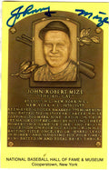 Johnny Mize Hall of Fame Gold Plaque