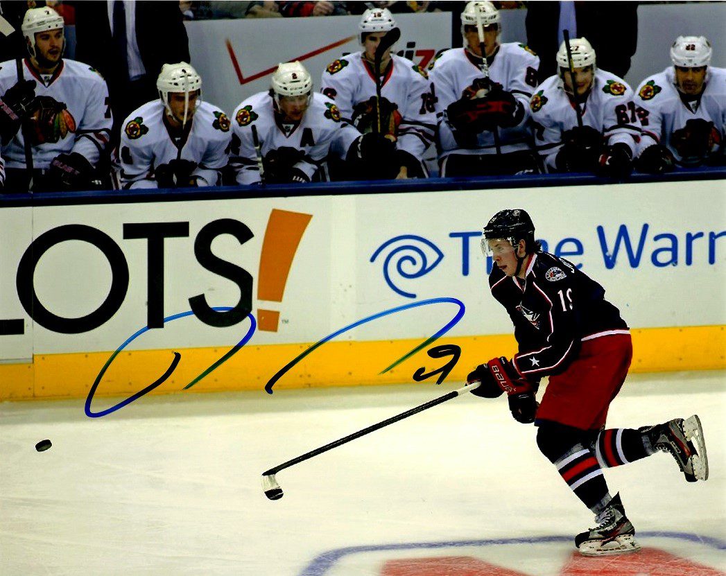 Autographed RYAN JOHANSEN 8X10  Blue Jackets Photo