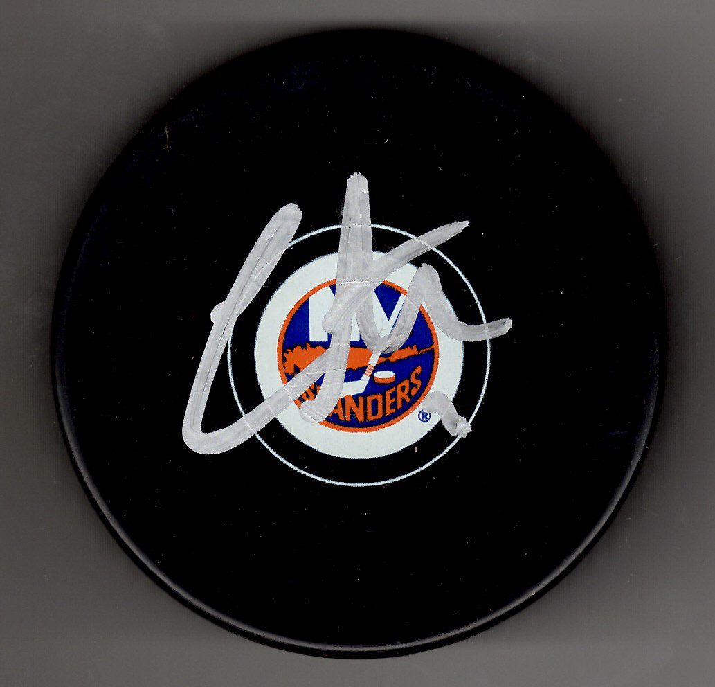 Autographed CHAD JOHNSON New York Islanders Hockey Puck