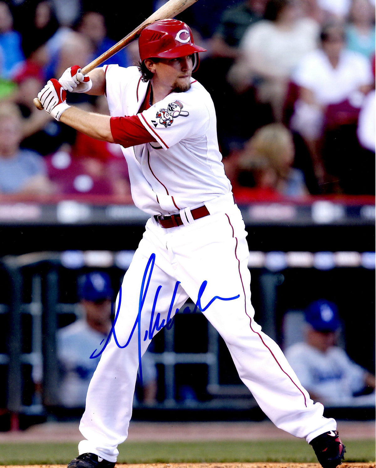 AUTOGRAPHED MIKE LEAKE photo  Cincinnati Reds