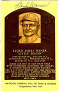Autographed Lloyd Waner Hall of Fame Gold Plaque Postcard