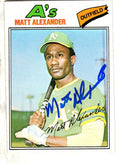 Autographed MATT ALEXANDER Oakland A's 1977 Topps Card