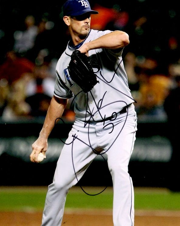 Autographed GRANT BALFOUR 8X10 Tampa Bay Rays Photo.