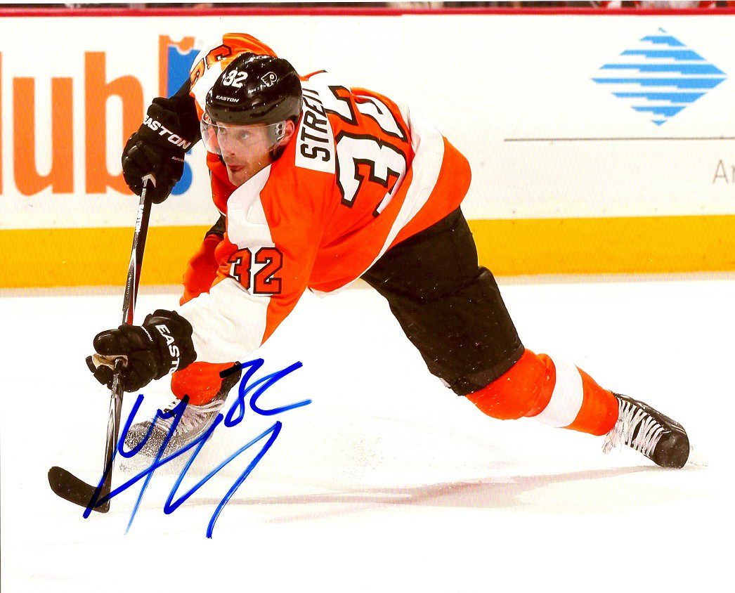 Autographed  MARK STREIT 8X10 Philadelphia Flyers Photo
