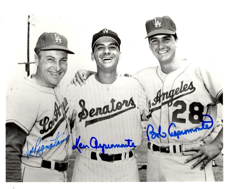 AUTOGRAPHED JOE PIGNATANO, KEN ASPROMONTE, AND BOB ASPROMONTE photo