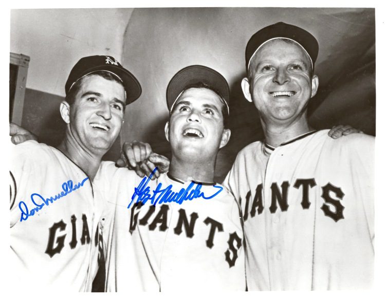 AUTOGRAPHED DON MUELLER & HOYT WILHELM 8X10 New York Giants Photo