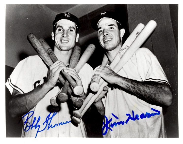 AUTOGRAPHED BOBBY THOMSON & JIM HEARN 8X10 New York Giants Photo