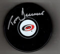 Autographed TOM BARRASSO Carolina Hurricanes Hockey Puck