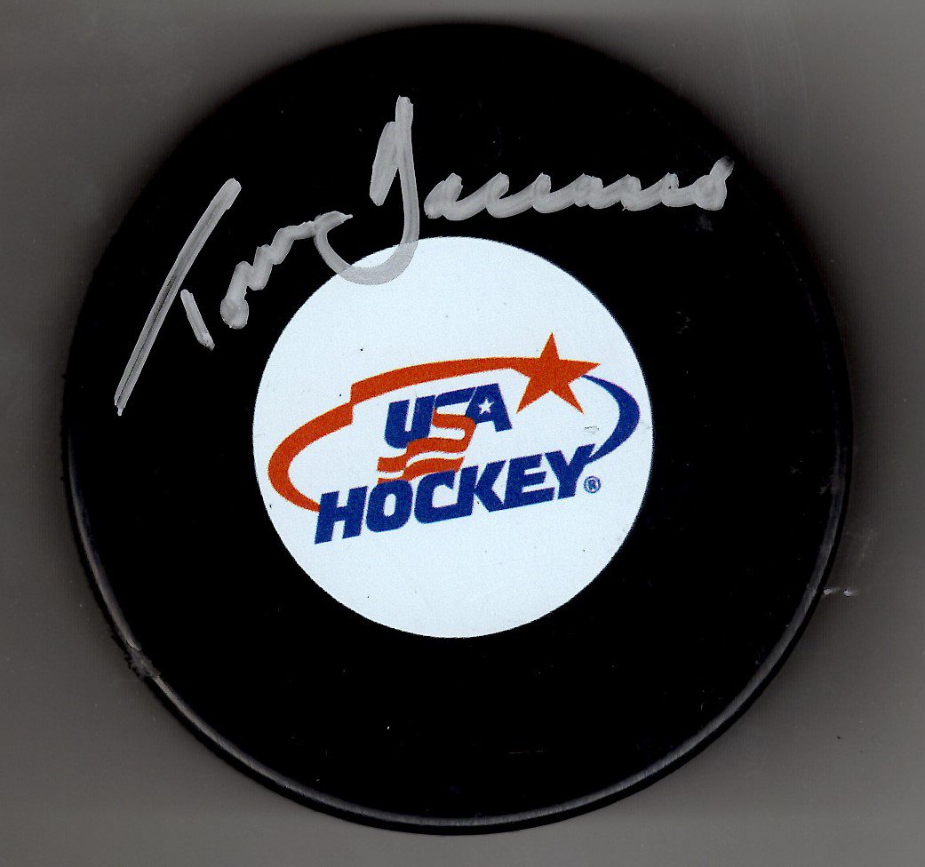 Autographed TOM BARRASSO USA Hockey Puck