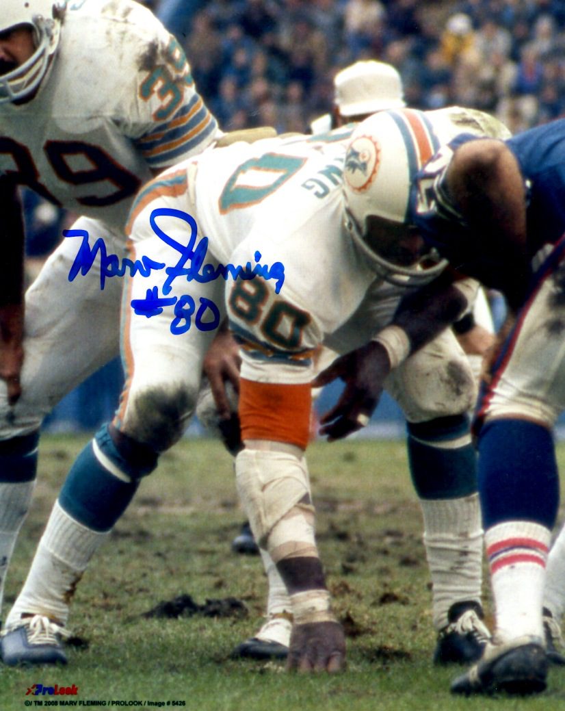 Autographed  MARV FLEMING 8X10 Miami Dolphins  photo