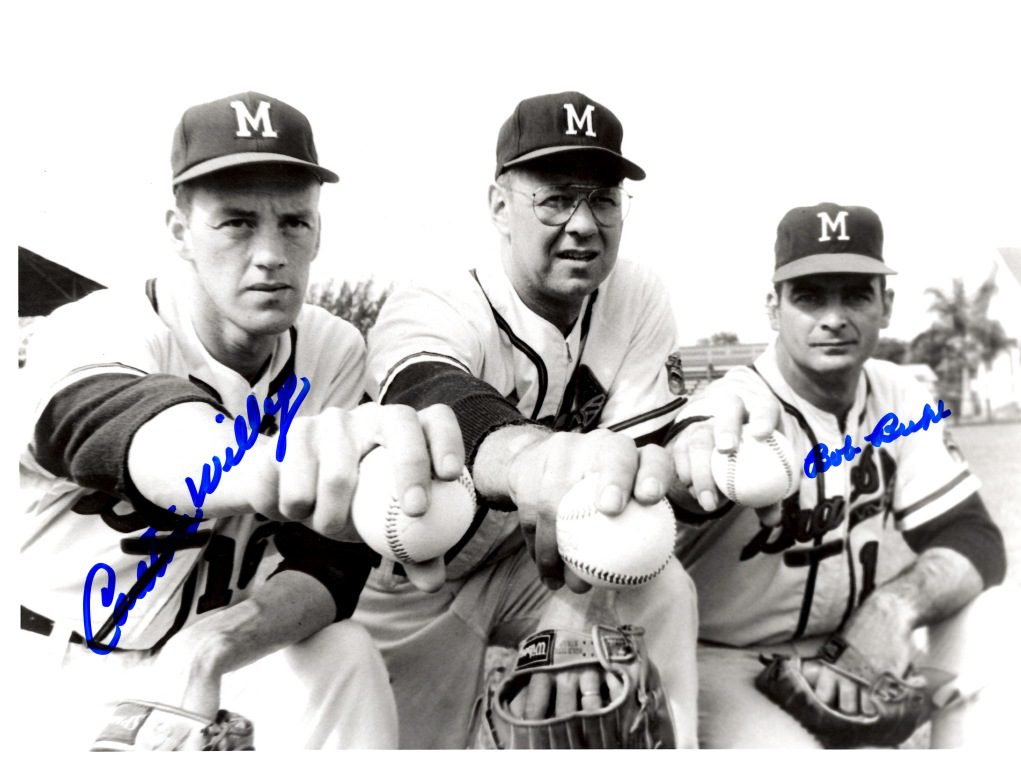 AUTOGRAPHED CARLTON WILLEY & BOB BUHL 8X10 Milwaukee Braves photo