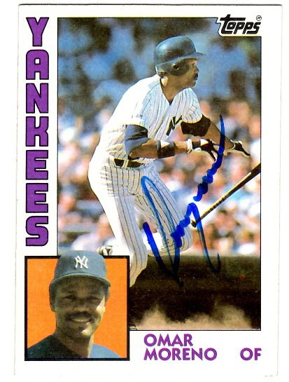 Autographed OMAR MORENO 1984 Topps Card