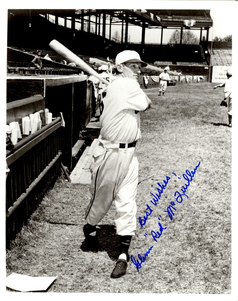 AUTOGRAPHED GLENN RED MCQUILLEN 8X10 St. Louis Browns Photo