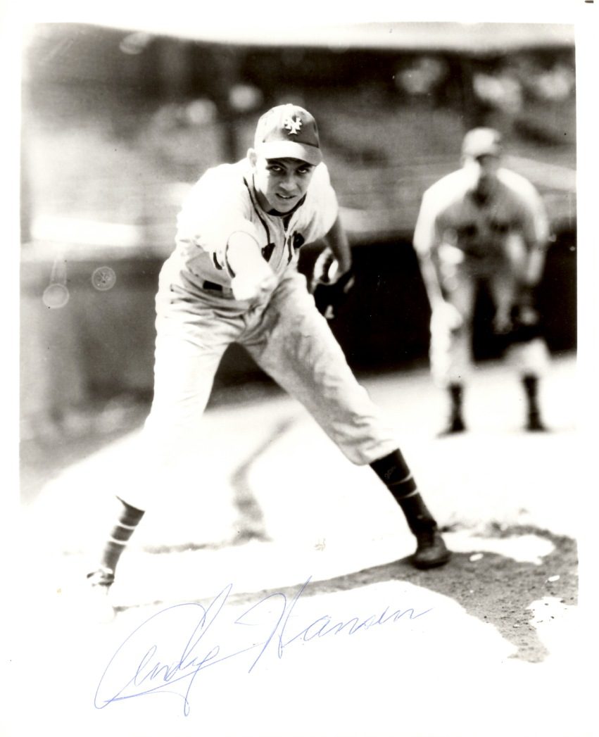 AUTOGRAPHED ANDY HANSEN 8X10 New York Giants Photo