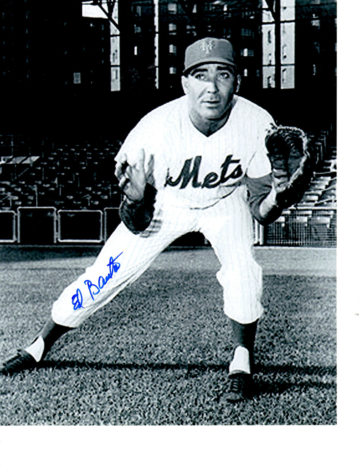 AUTOGRAPHED ED BAUTA 8X10 New York Mets photo