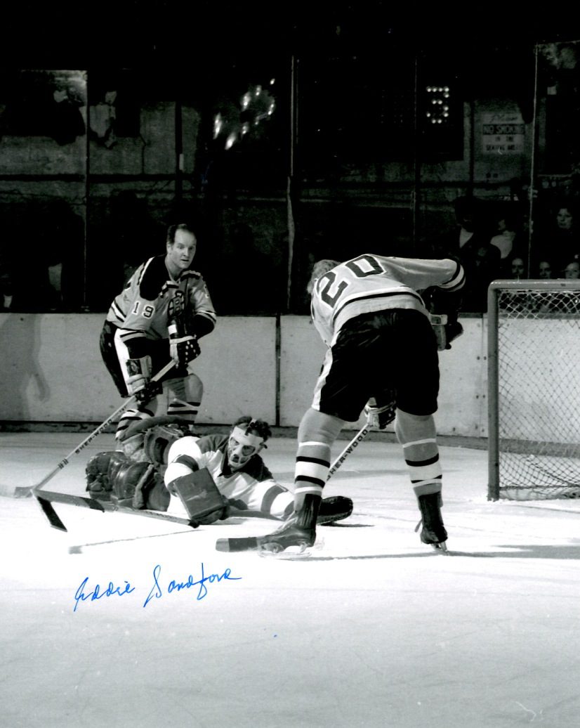 Autographed EDDIE SANDFORD 8X10  Boston Bruins  Photo