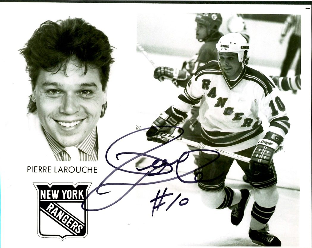 Autographed PIERRE LAROUCHE 8X10 New York Rangers Photo