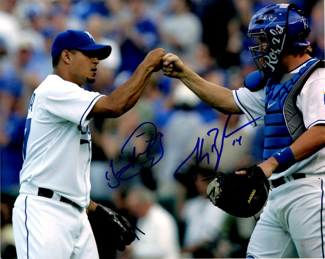 AUTOGRAPHED JOEL PERALTA & JOHN BUCK 8X10 photo KC Royals