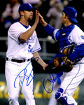 AUTOGRAPHED DAVID RISKE & JASON LARUE 8X10 photo KC Royals