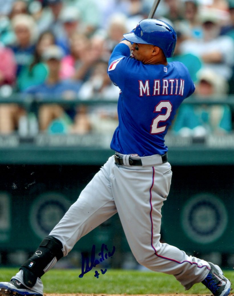 AUTOGRAPHED LEONYS MARTIN 8X10 Texas Rangers Photo