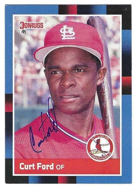 Autographed CURT FORD St. Louis Cardinals 1988 Donruss Card