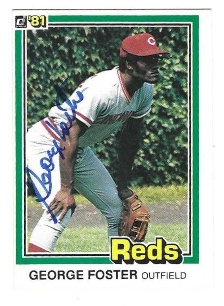 Autographed GEORGE FOSTER Cincinnati Reds 1981 Donruss Card