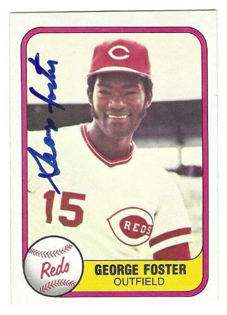Autographed GEORGE FOSTER Cincinnati Reds 1981 Fleer Card