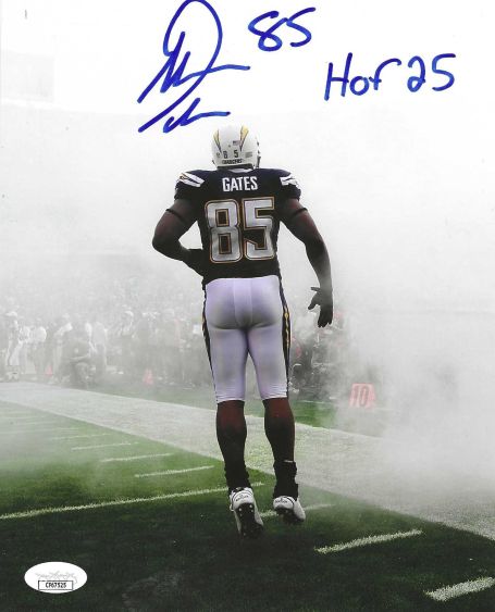 Autographed ANTONIO GATES "HOF 25" 8X10 San Diego Chargers photo JSA