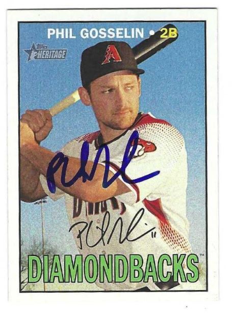 Autographed PHIL GOSSELIN Arizona Diamondbacks 2016 Topps Heritage Card