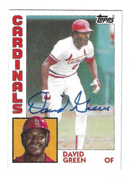 Autographed DAVID GREEN St. Louis Cardinals 1984 Topps Card