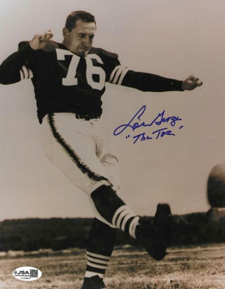 Autographed LOU GROZA 8X10 Cleveland Browns Photo JSA