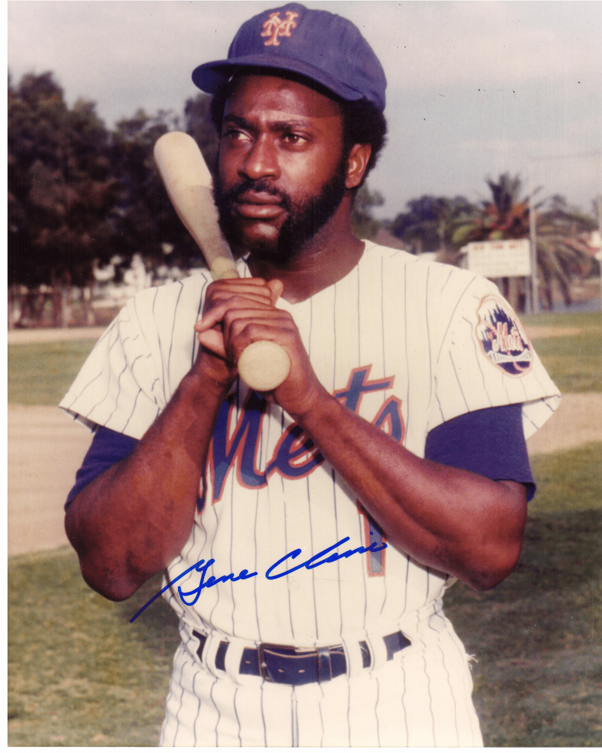 AUTOGRAPHED GENE CLINES 8X10 New York Mets Photo
